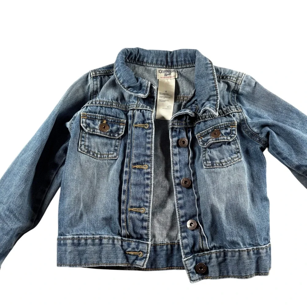OshKosh Bgosh Kids Blue Denim Trucker‎ Jacket Sz 6 Timeless Boho Classic Western